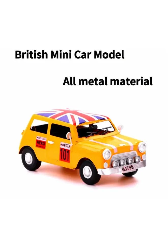 Yellow Vintage British Mini Car Model All Metal Handmade Desktop Decoration - Image 5